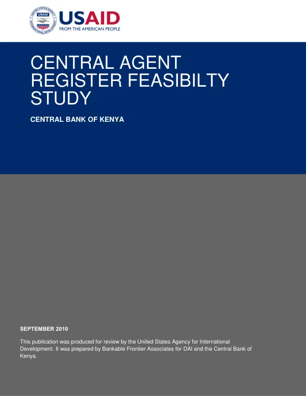 Central agent register feasibility study : Central Bank of Kenya