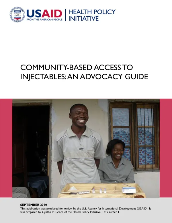 Community-based access to injectiables : an advacacy guide