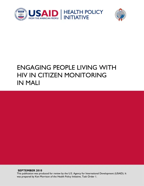 Engaging people living with HIV in citizen monitoring in Mali