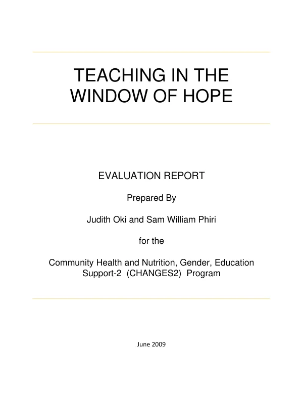 Teaching in the window of hope : evaluation report
