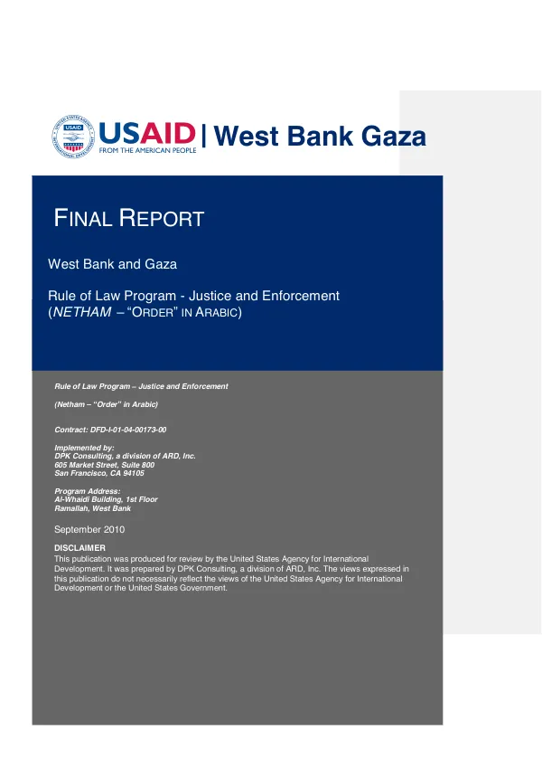 Final report : Rule of law program -- justice and enforcement