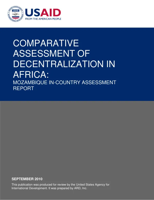 Comparative assessment of decentralization in Africa : Mozambique in-country assessment report