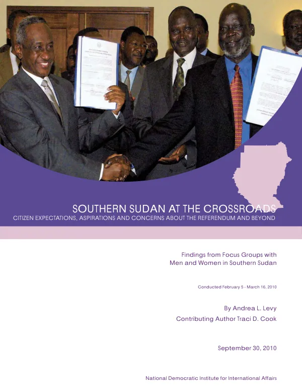 Southern Sudan at the crossroads : citizen expectations, aspirations and concerns about the referendum and beyond