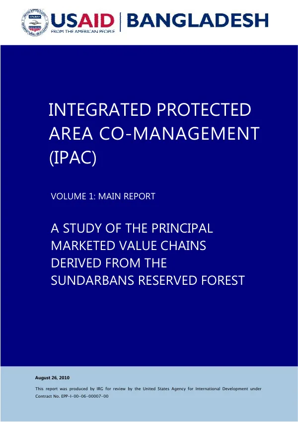 A study of the principal marketed value chains derived from the Sundarbans Reserved Forest. Volume 1. Main report