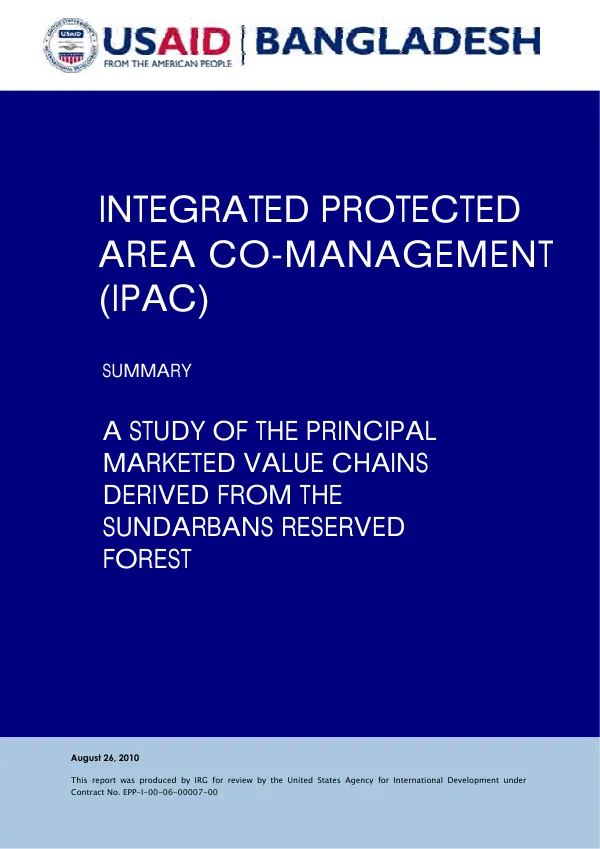 A study of the principal marketed value chains derived from the Sundarbans Reserved Forest : summary