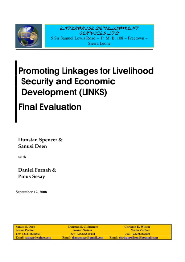 Promoting linkages for livelihood security and economic development (LINKS) : final evaluation