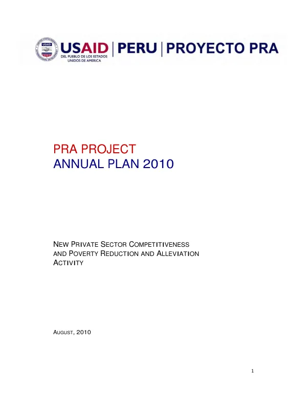 PRA project : annual plan 2010