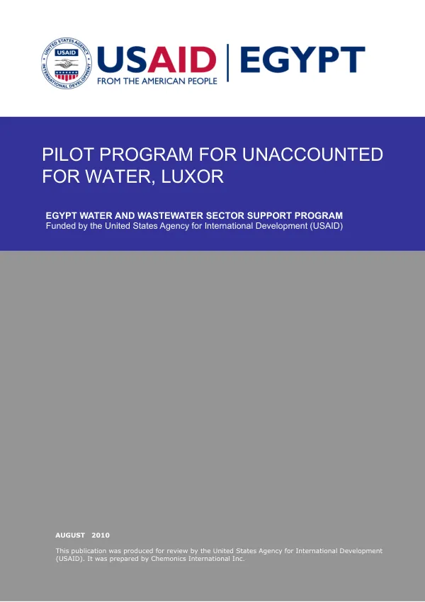 Pilot program for unaccounted for water, Luxor