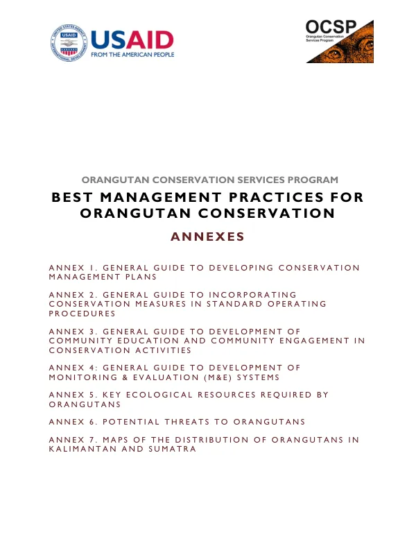Best management practices for orangutan conservation : annexes