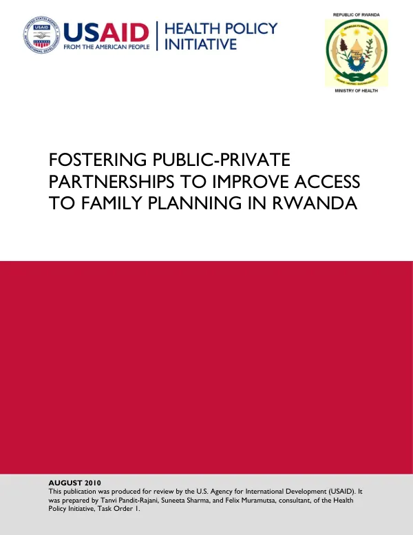 Fortering public-private partnerships to improve access to family planning in Rwanda