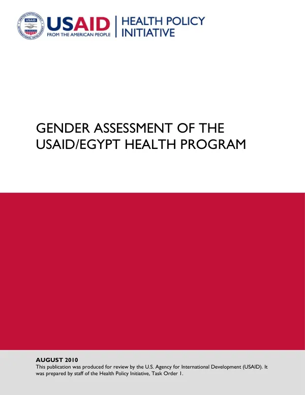 Gender assessment of the USAID/Egypt health program