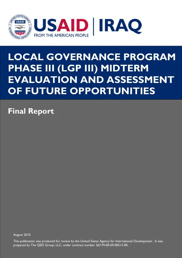 Local governance program, phase III (LGP III) midterm evaluation and assessment of future opportunities