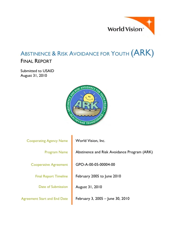 Abstinence & risk avoidance for youth (ARK) : final report