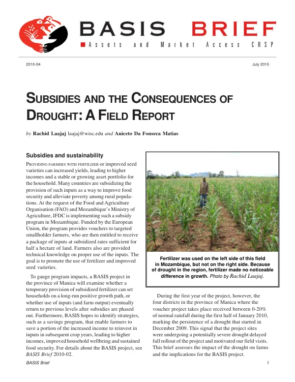 Subsidies and the consequences of drought : a field report