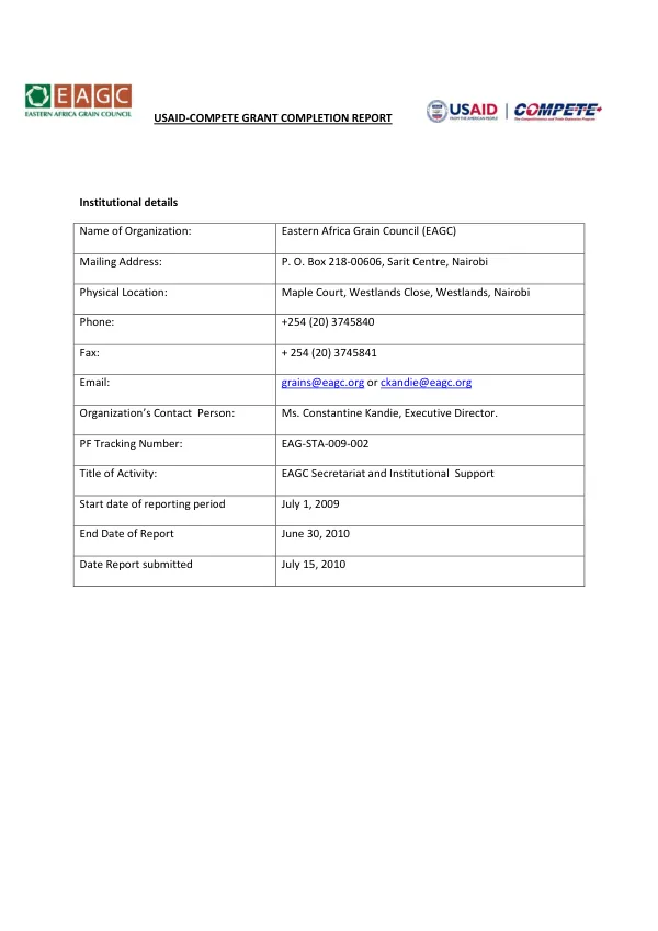 USAID-COMPETE grant completion report