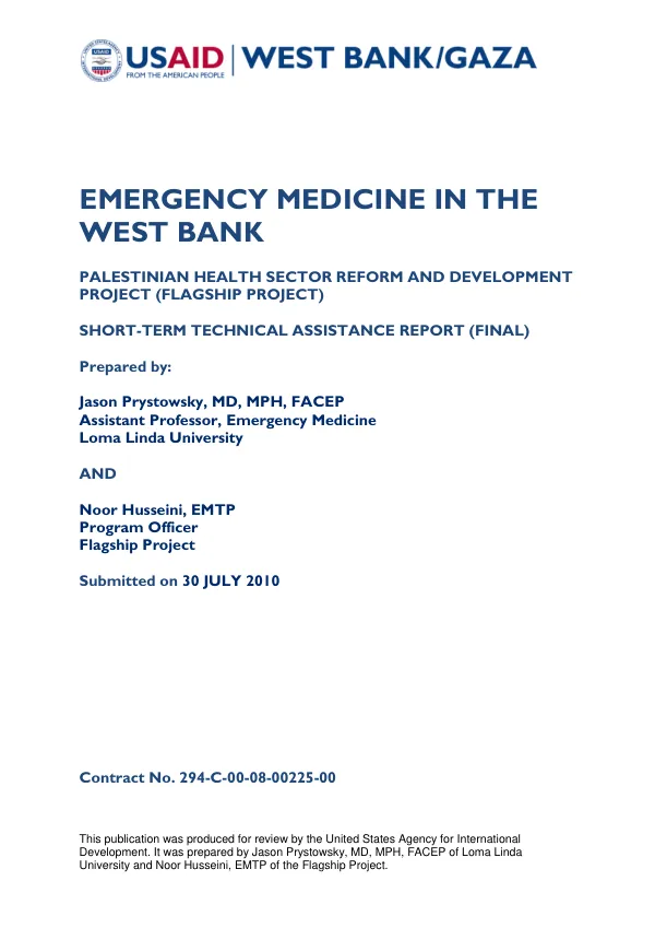 Emergency medicine in the West Bank