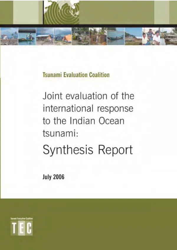 Joint evaluation of the international response to the Indian Ocean tsunami : synthesis report
