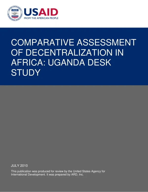 Comparative assessment of decentralization in Africa : Uganda desk study