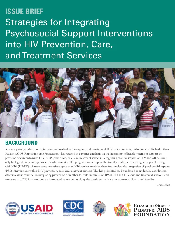 Strategies for integrating psychosocial support interventions into HIV prevention, care, and treatment services