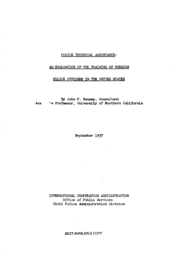 Police technical assistance : an evaluation of the training of foreign police officers in the United States