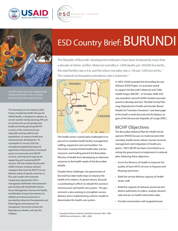 ESD country brief : Burundi