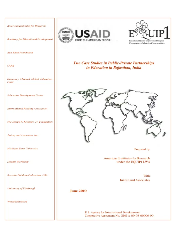 Two case studies in public-private partnerships in education in Rajasthan, India