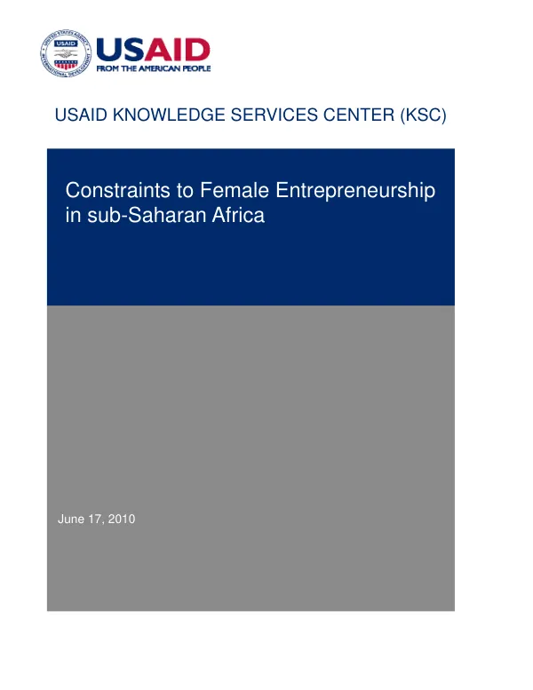 Constraints to female entrepreneurship in Sub-Saharan Africa