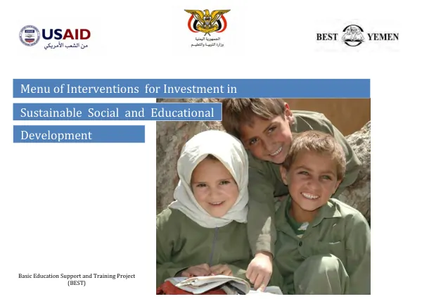 Menu of interventions for investment in sustainable social and educational development