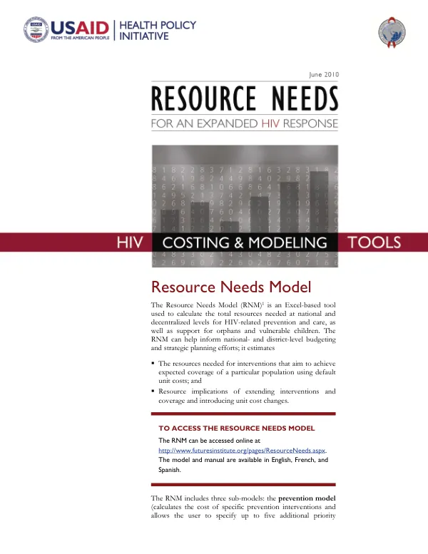 Resource needs for an expanded HIV response