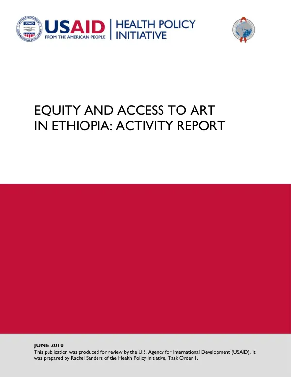 Equity and access to ART in Ethiopia : activity report