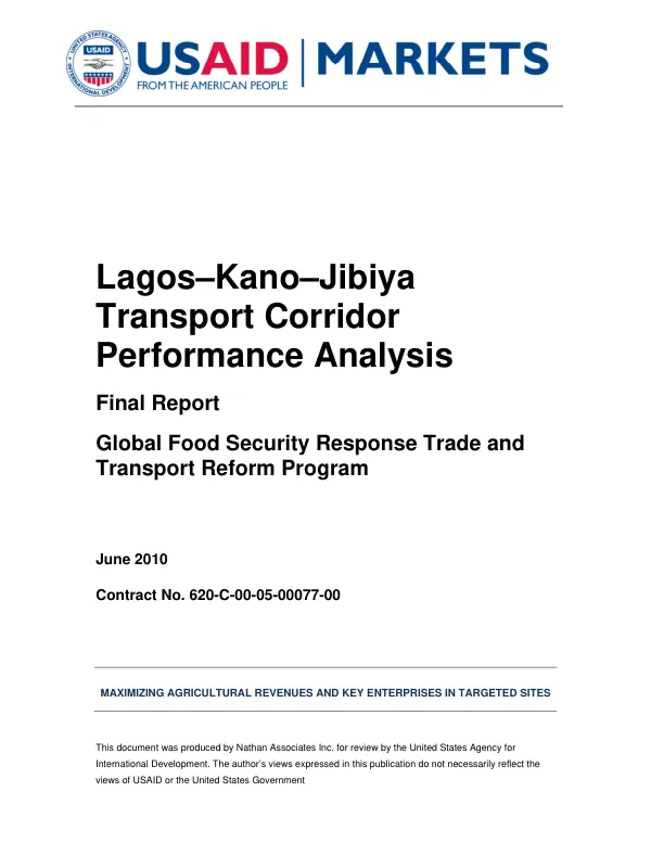 Lagos-Kano-Jibiya transport corridor performance analysis : final report