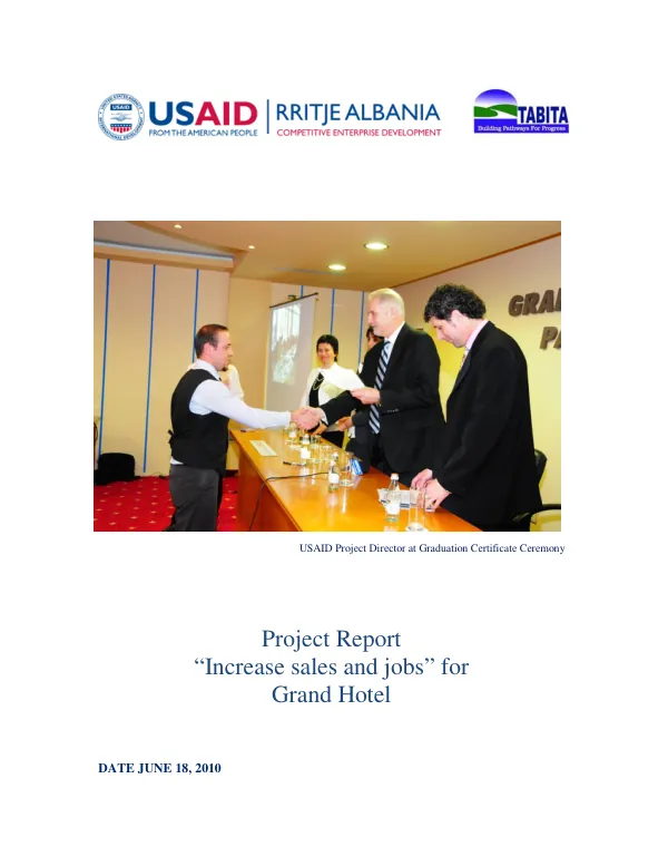 Project report : "increase sales and jobs" for Grand Hotel