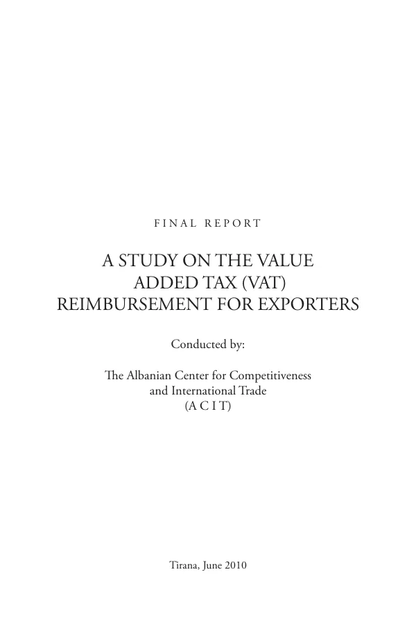 A study on the value added tax (VAT) reimbursement for exporters : final report