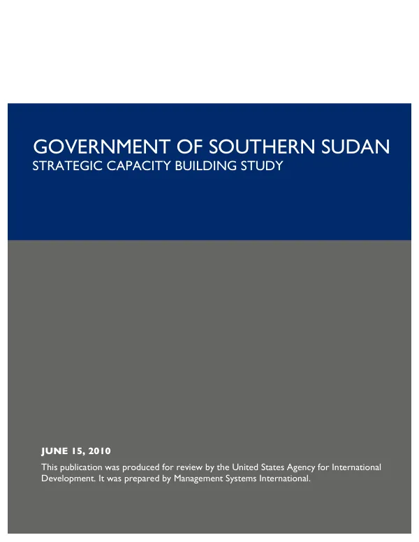 Government of Southern Sudan : strategic capacity building study