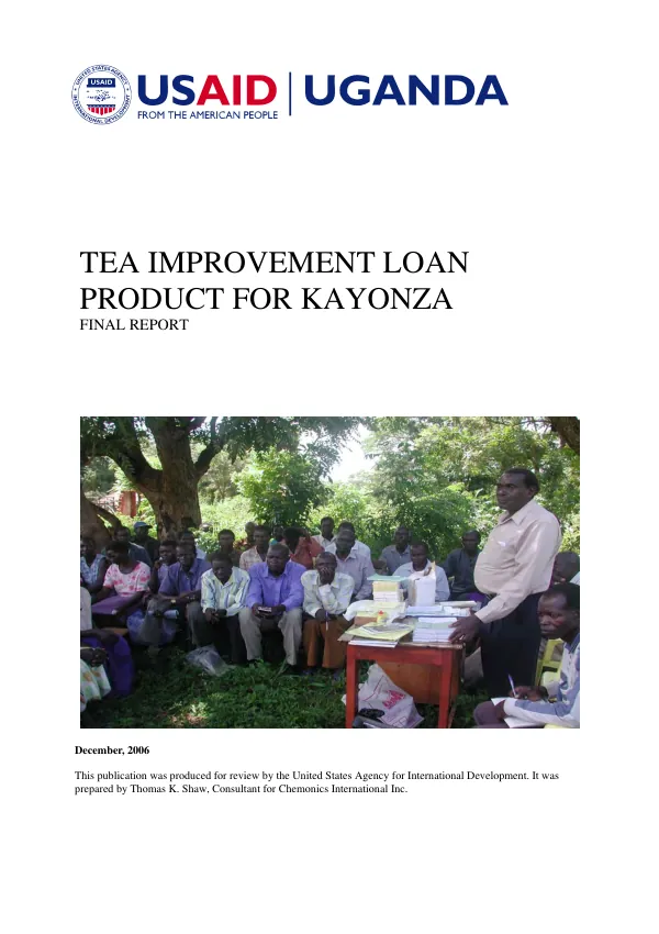 Tea improvement loan product for Kayonza : final report