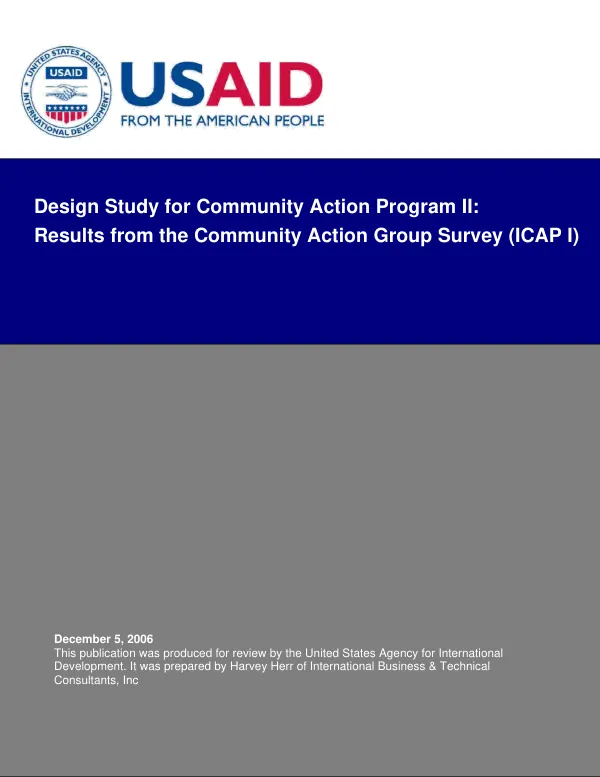 Design study for community action program II : results from the community action group survey (ICAP I)