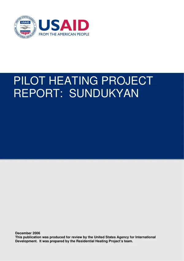 Pilot heating project report : Sundukyan