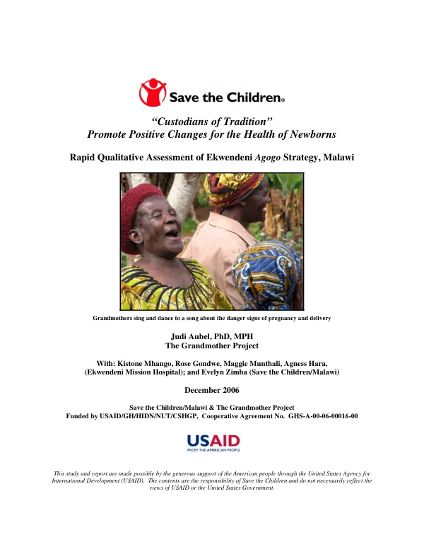 Rapid qualitative assessment of Ekwendeni agogo strategy, Malawi