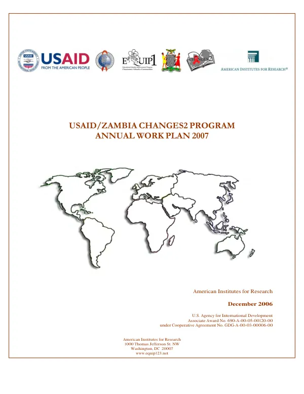 USAID/Zambia CHANGES2 program : annual work plan 2007