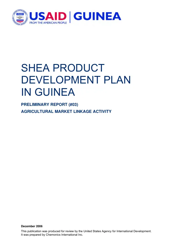 Shea product development plan in Guinea : preliminary report (#03)