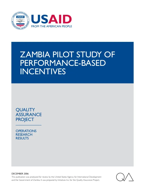 Zambia pilot study of performance-based incentives