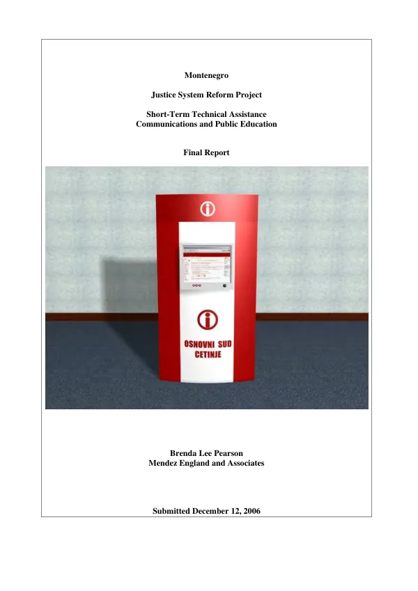 Short-term technical assistance : communications and public education -- final report