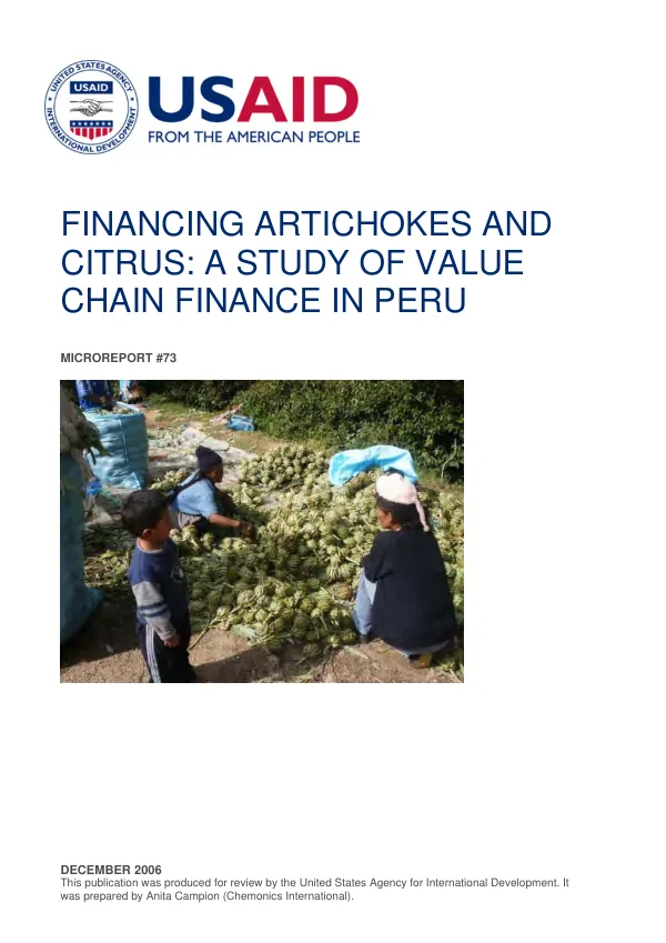 Financing artichokes and citrus : a study of value chain finance in Peru