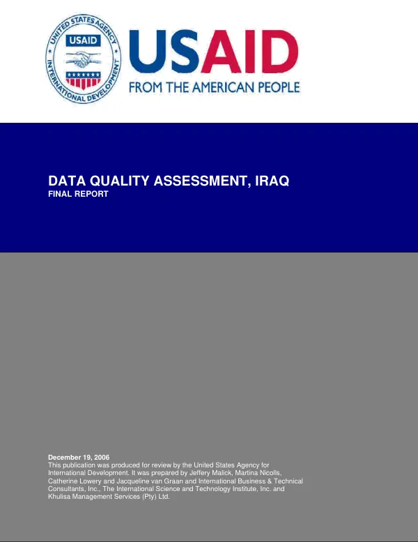 Data quality assessment, Iraq : final report