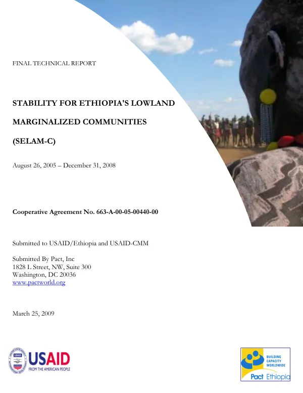 Stability for Ethiopia's lowland marginalized communities (SELAM-C) : final technical report