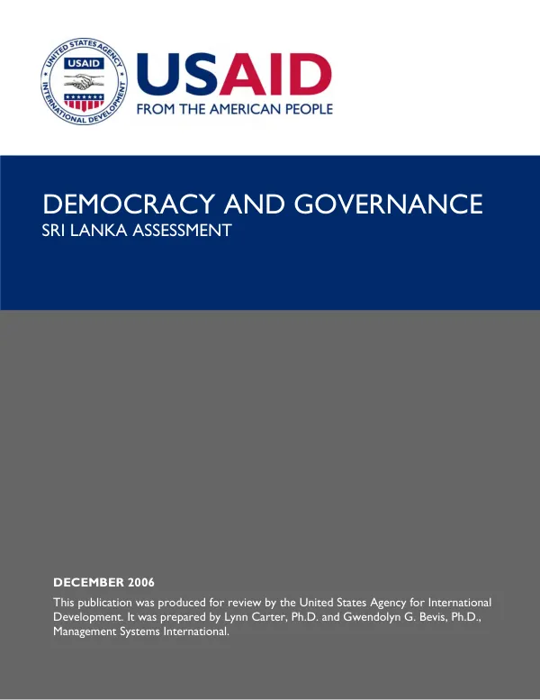Democracy and governance : Sri Lanka assessment