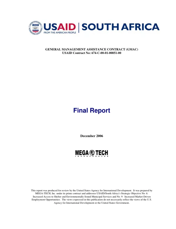 General management assistance contract (GMAC) : final report