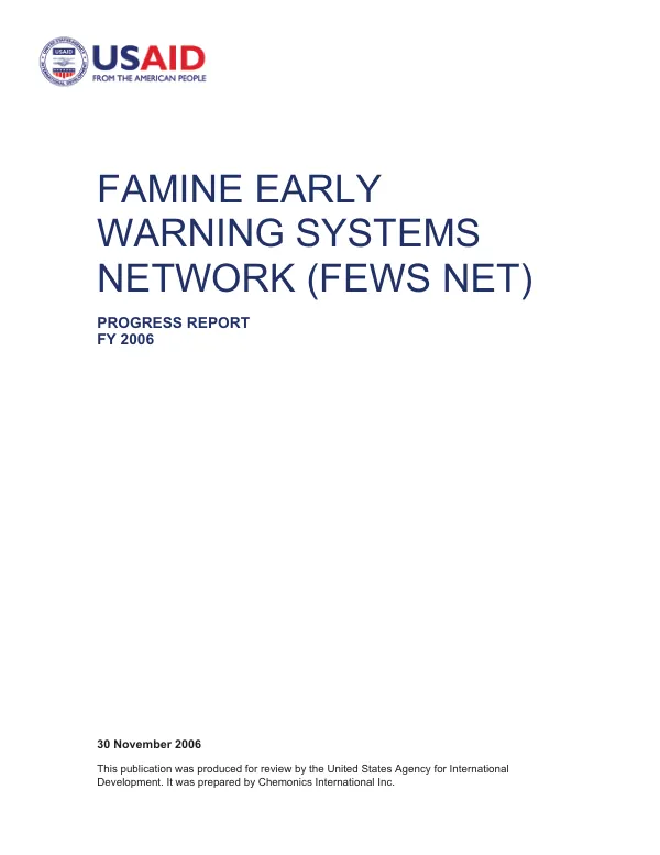 Famine early warning stystems network (FEWS NET) : progress report, FY 2006