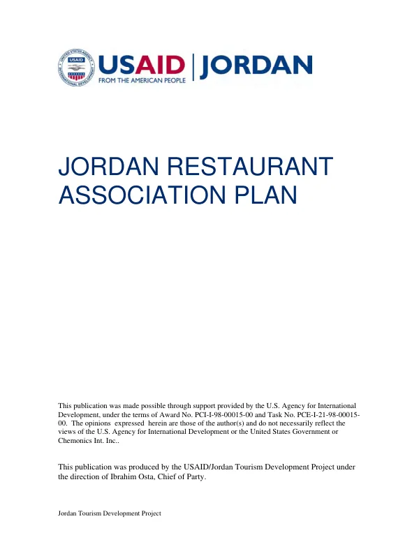 Jordan restaurant association plan : final