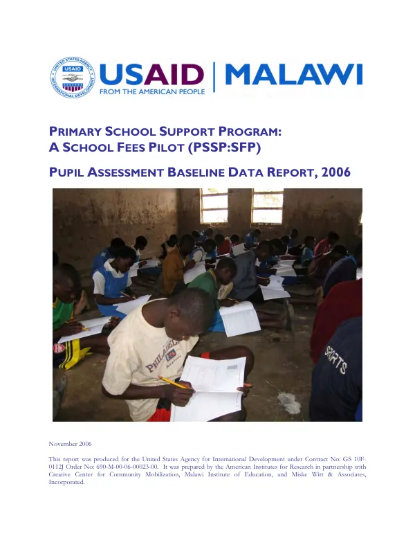 Pupil assessment baseline data report, 2006